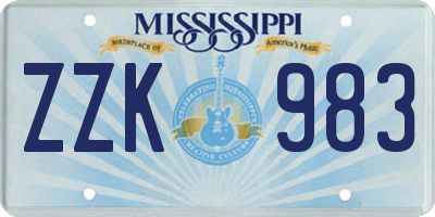 MS license plate ZZK983