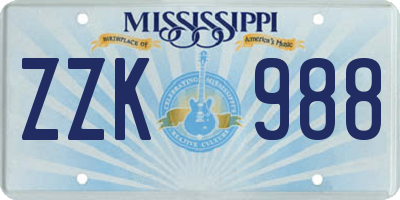 MS license plate ZZK988
