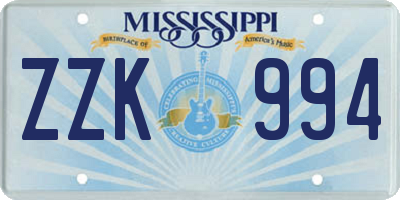 MS license plate ZZK994