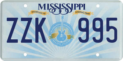 MS license plate ZZK995