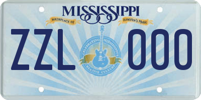 MS license plate ZZL000