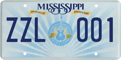 MS license plate ZZL001