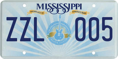 MS license plate ZZL005