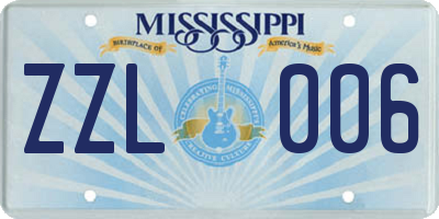 MS license plate ZZL006
