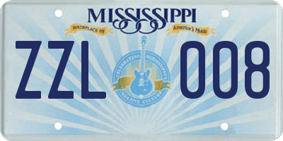 MS license plate ZZL008