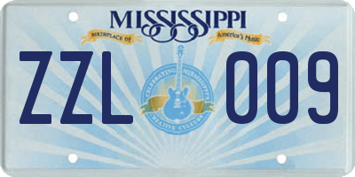 MS license plate ZZL009