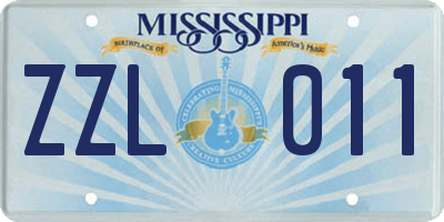 MS license plate ZZL011