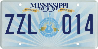 MS license plate ZZL014