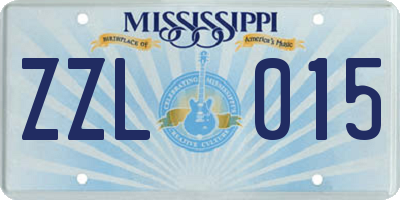 MS license plate ZZL015