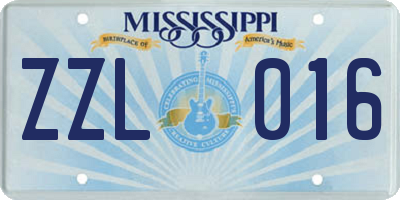 MS license plate ZZL016