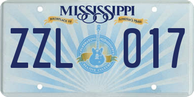 MS license plate ZZL017