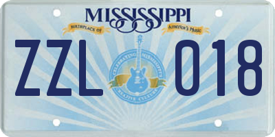MS license plate ZZL018