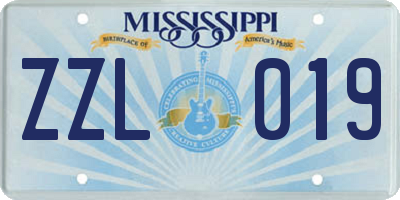 MS license plate ZZL019