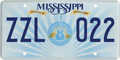 MS license plate ZZL022