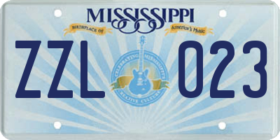 MS license plate ZZL023