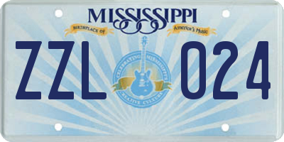 MS license plate ZZL024