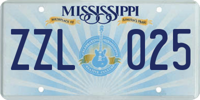 MS license plate ZZL025