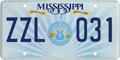 MS license plate ZZL031