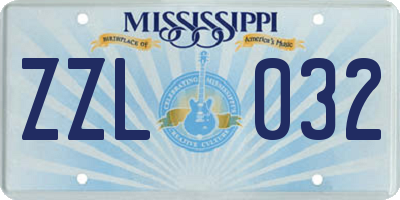 MS license plate ZZL032