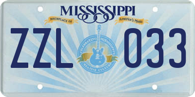 MS license plate ZZL033