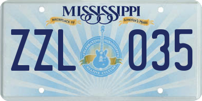 MS license plate ZZL035