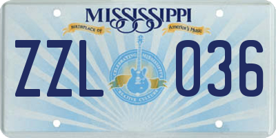 MS license plate ZZL036