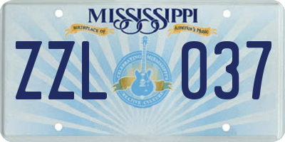MS license plate ZZL037