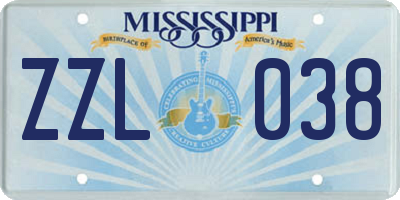 MS license plate ZZL038