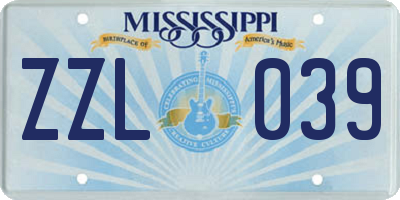 MS license plate ZZL039