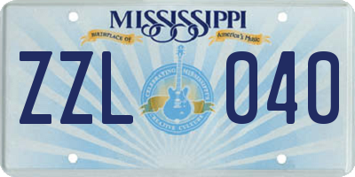 MS license plate ZZL040