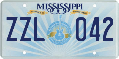 MS license plate ZZL042