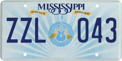 MS license plate ZZL043