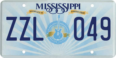 MS license plate ZZL049