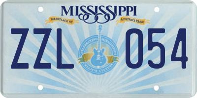 MS license plate ZZL054