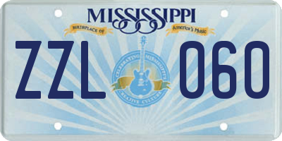 MS license plate ZZL060