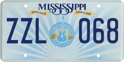MS license plate ZZL068