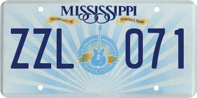 MS license plate ZZL071
