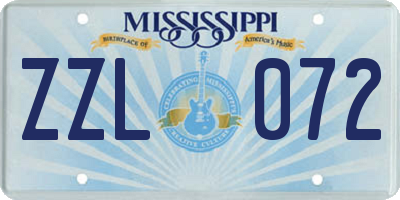 MS license plate ZZL072
