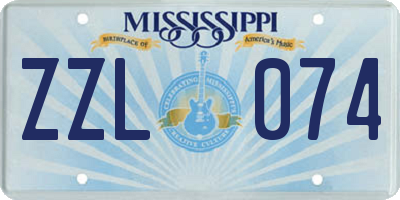 MS license plate ZZL074