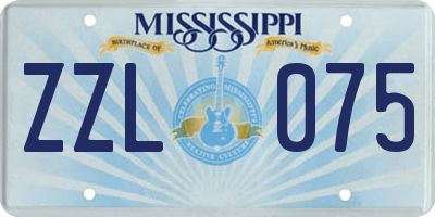 MS license plate ZZL075