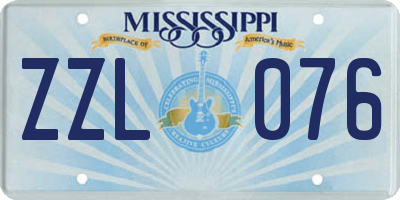 MS license plate ZZL076