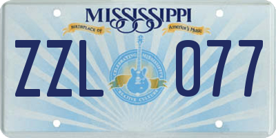 MS license plate ZZL077