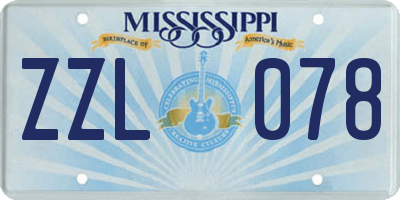 MS license plate ZZL078