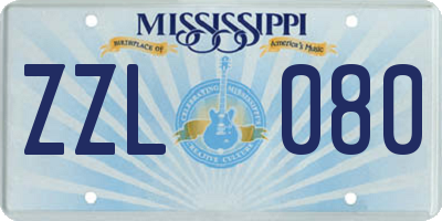 MS license plate ZZL080