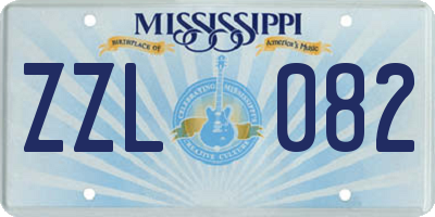 MS license plate ZZL082