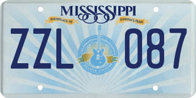 MS license plate ZZL087