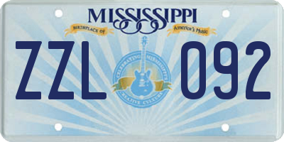 MS license plate ZZL092