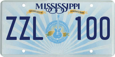 MS license plate ZZL100