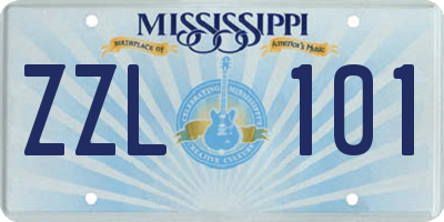 MS license plate ZZL101