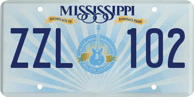 MS license plate ZZL102